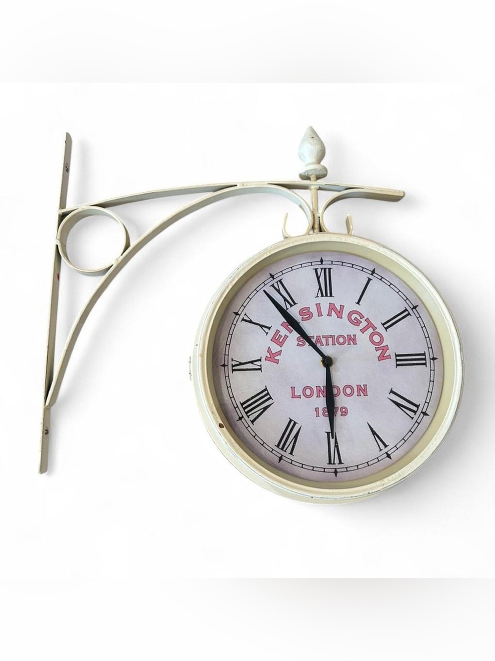 Vintage 2001 Kensington Station London Cream Double-Sided Wall Clock